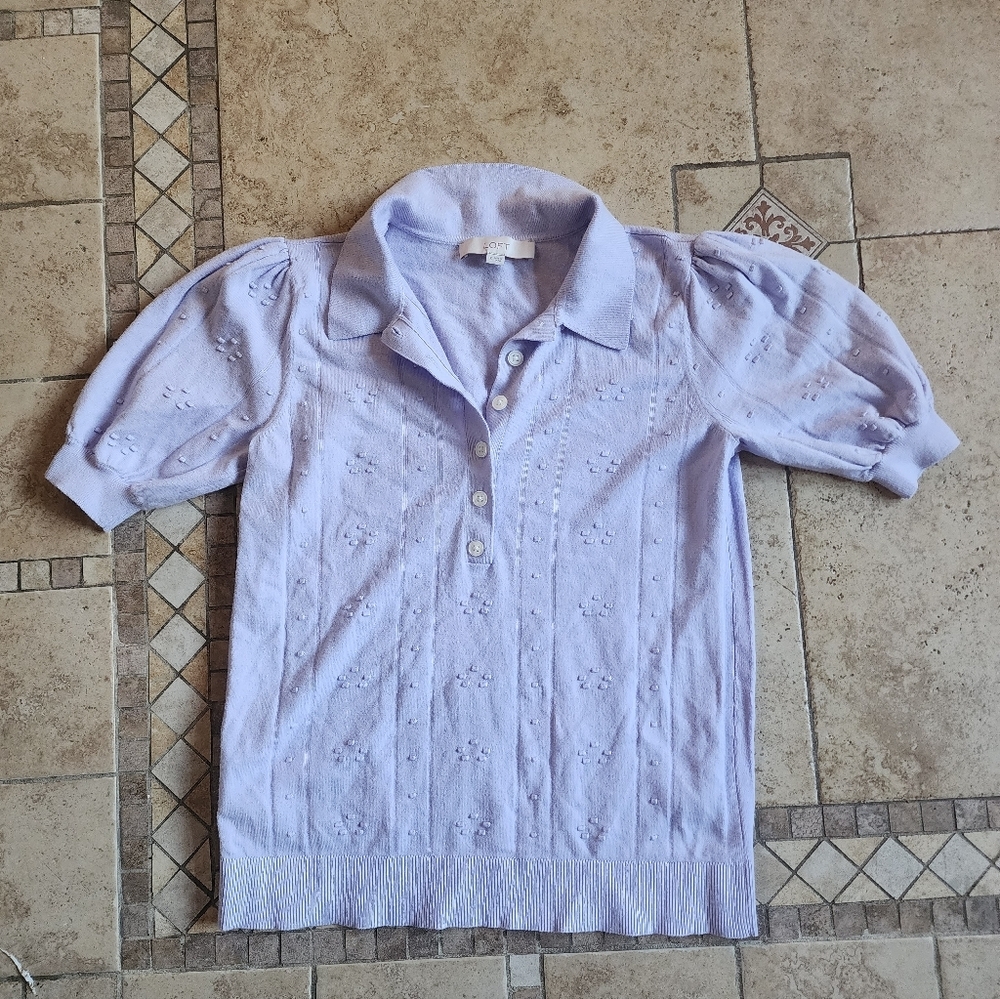 Loft Light Purple Puff Sleeve Sweater